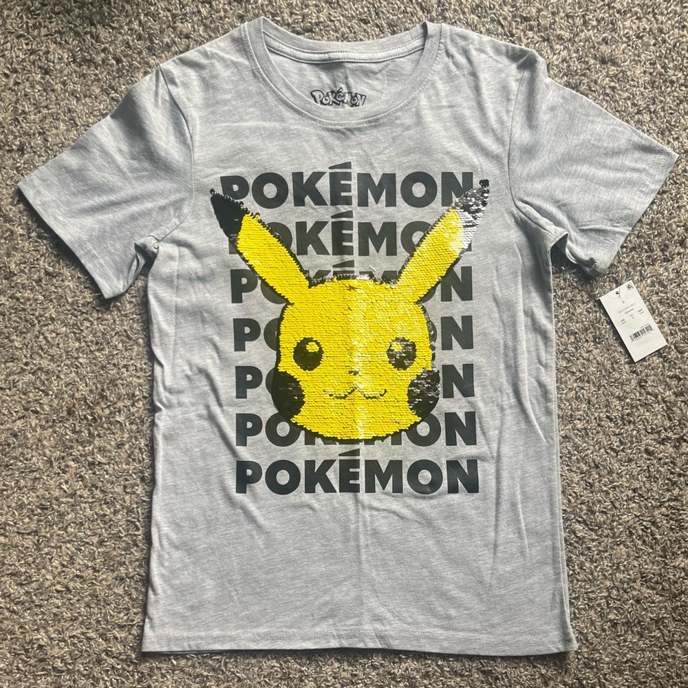NWT Pokémon Reverse Sequin Tee / T - Shirt, Youth Sz L